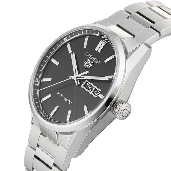  Shop Authentic Tag Heuer Carrera Day Date Automatic Black Dial Silver Steel Strap Watch for Men - WBN2010.BA0640 - Luxxuri