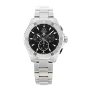  Shop Authentic Tag Heuer Aquaracer Chronograph Black Dial Silver Steel Strap Watch for Men - CAY1110.BA0927 - Luxxuri