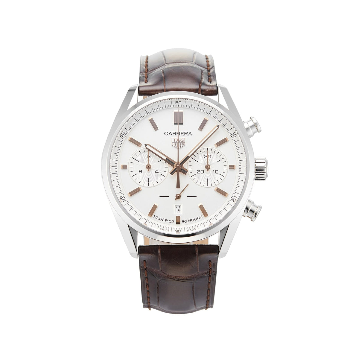  Shop Authentic Tag Heuer Carrera Chronograph White Dial Brown Leather Strap Watch for Men - CBN2013.FC6483 - Luxxuri