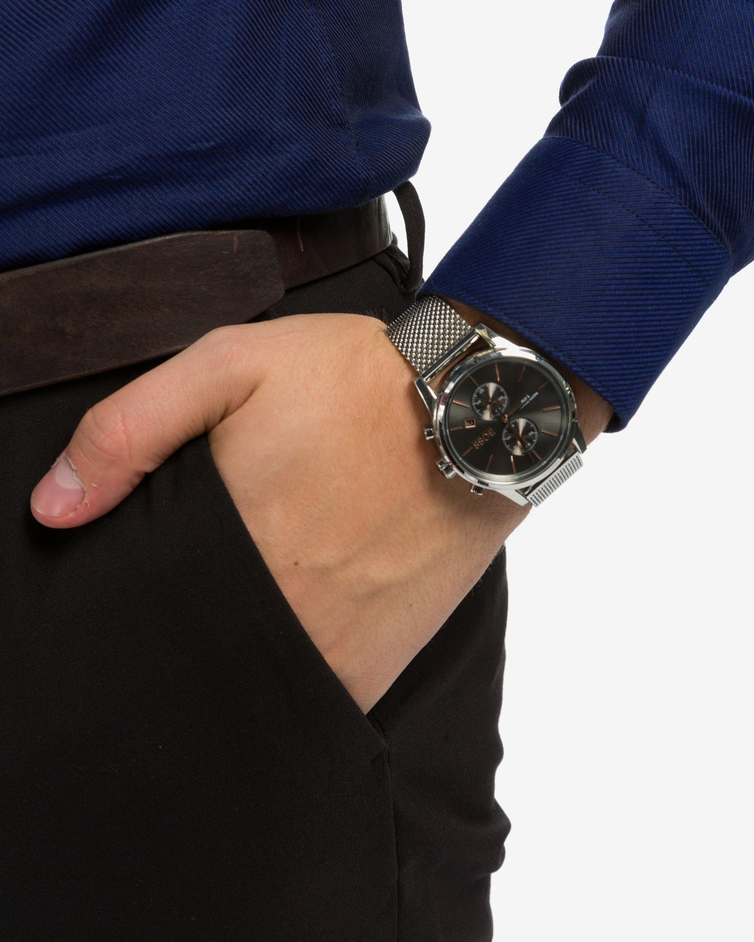  Shop Authentic Hugo Boss Jet Chronograph Grey Dial Silver Mesh Bracelet Watch for Men - 1513440 - Luxxuri