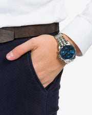  Shop Authentic Hugo Boss Aeroliner Blue Dial Silver Steel Strap Watch for Men - 1513183 - Luxxuri