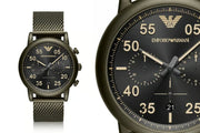 Shop Authentic Emporio Armani Luigi Quartz Chronograph Black Dial Green Mesh Bracelet Watch For Men - AR11115 - Luxxuri