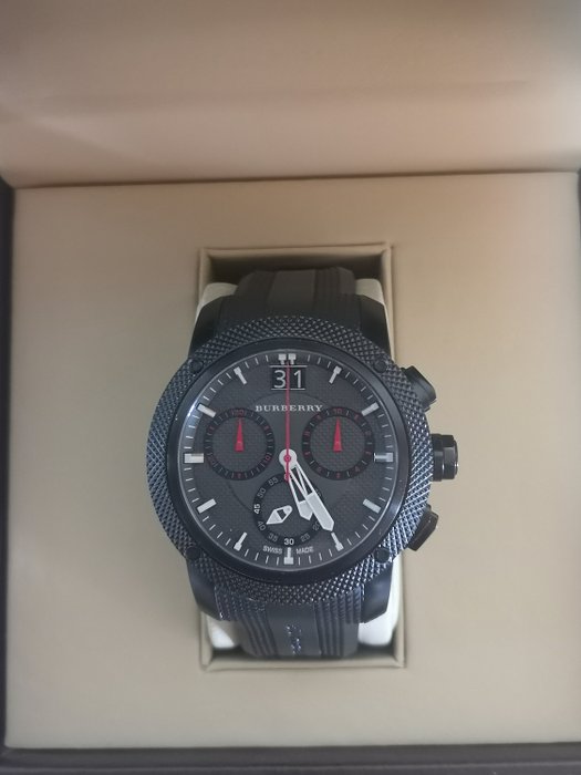  Shop Authentic Burberry The Endurance Chronograph Black Dial Black Rubber Strap Watch For Men - BU9802 - Luxxuri