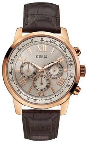  Shop Authentic Guess Horizon Quartz Champagne Dial Brown Leather Strap Watch For Women - W0380G4 - Luxxuri