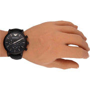  Shop Authentic Emporio Armani Luigi Chronohraph Black Dial Black Leather Strap Watch For Men - AR1970 - Luxxuri