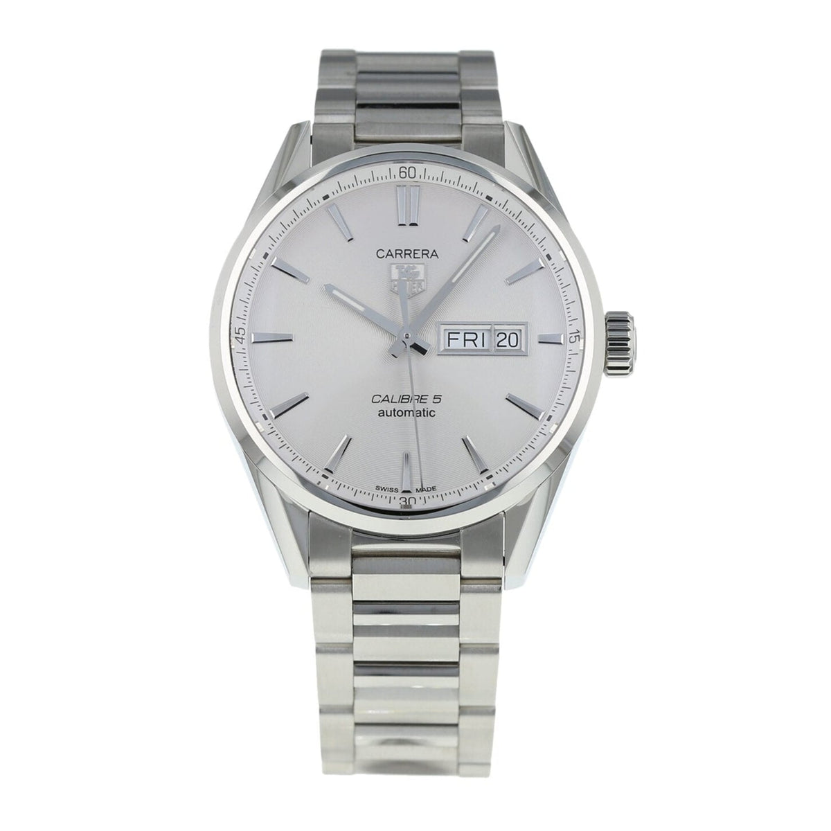  Shop Authentic Tag Heuer Carrera Calibre 5 Automatic White Dial Silver Steel Strap Watch for Men - WAR201B.BA0723 - Luxxuri
