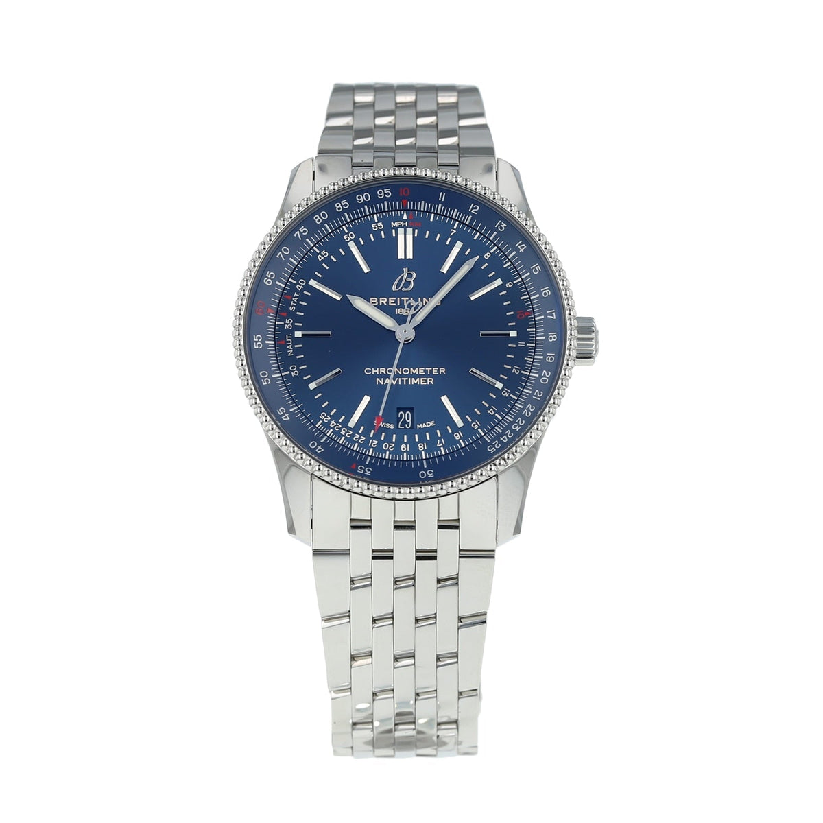  Shop Authentic Breitling Navitimer Automatic 41mm Blue Dial Silver Steel Strap Watch for Men - A17326161C1A1 - Luxxuri