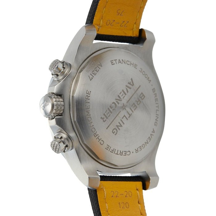  Shop Authentic Breitling Avenger Chronograph 45mm Black Dial Black Leather Strap Watch for Men - A13317101B1X1 - Luxxuri