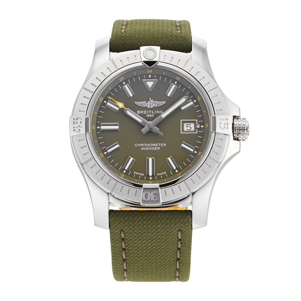  Shop Authentic Breitling Avenger Automatic GMT 43 Green Dial Green Nylon Strap Watch for Men - A17318101L1X1 - Luxxuri