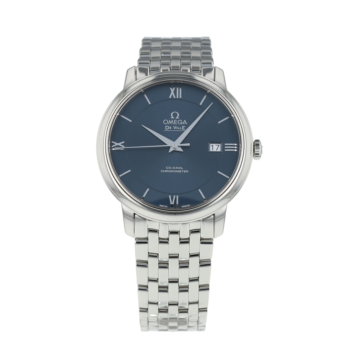  Shop Authentic Omega De Ville Prestige Co-Axial Orbis Blue Dial Silver Steel Strap Watch for Men - 424.10.40.20.03.001 - Luxxuri
