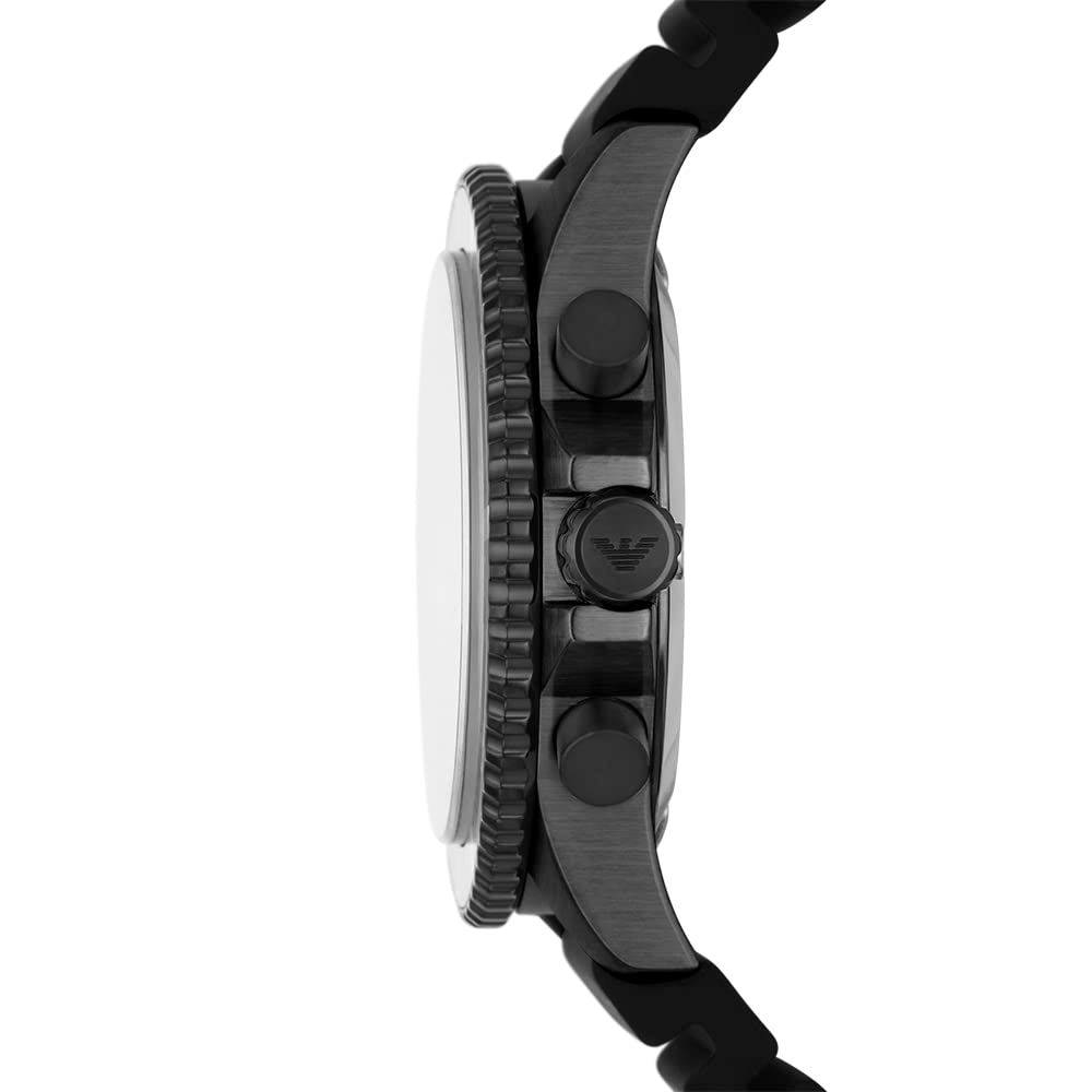  Shop Authentic Emporio Armani Diver Chronograph Black Dial Black Silicon Strap Watch For Men - AR11515 - Luxxuri