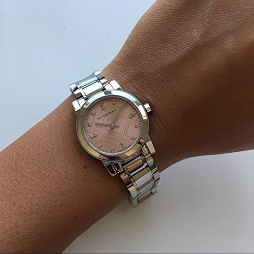  Shop Authentic Burberry The City Diamonds Pink Dial Silver Steel Strap Watch for Women - BU9223 - Luxxuri