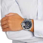  Shop Authentic Diesel Mega Chief Chronograph Blue Dial Silver Steel Strap Watch For Men - DZ4465 - Luxxuri