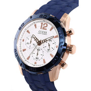  Shop Authentic Guess Caliber Chronograph White Dial Blue Silicone Strap Watch for Men - W0864G5 - Luxxuri