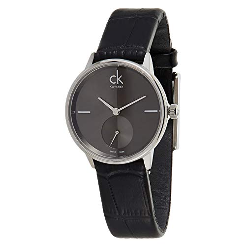  Shop Authentic Calvin Klein Accent Black Dial Black Leather Strap Watch for Women - K2Y231C3 - Luxxuri