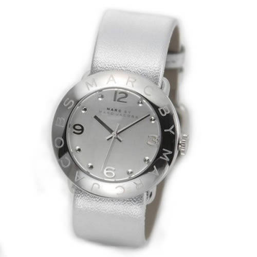  Shop Authentic Marc Jacobs Amy Silver Dial Silver Leather Strap Watch for Women - MBM8626 - Luxxuri
