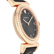  Shop Authentic Versace V-Motif Vintage Logo Black Dial Black Leather Strap Watch for Women - VERE00818 - Luxxuri