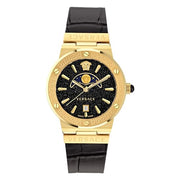  Shop Authentic Versace Greca Moonphase Analog Black Dial Black Leather Strap Watch For Men - VE7G00123 - Luxxuri