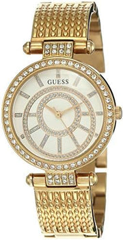  Shop Authentic Guess Muse Crystals White Dial Rose Gold Steel Strap Watch For Women - W1008L2 - Luxxuri