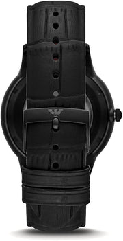  Shop Authentic Emporio Armani Meccanico Skeleton Black Dial Black Leather Strap Watch For Men - AR60046 - Luxxuri