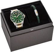  Shop Authentic Emporio Armani Diver Chronograph Green Dial Two Tone Steel Strap Watch For Men - AR80063 - Luxxuri