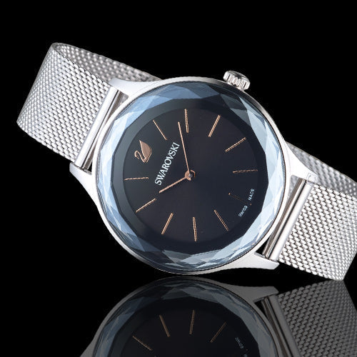  Shop Authentic Swarovski Octea Nova Black Dial Silver Mesh Bracelet Watch for Women - 5430420 - Luxxuri