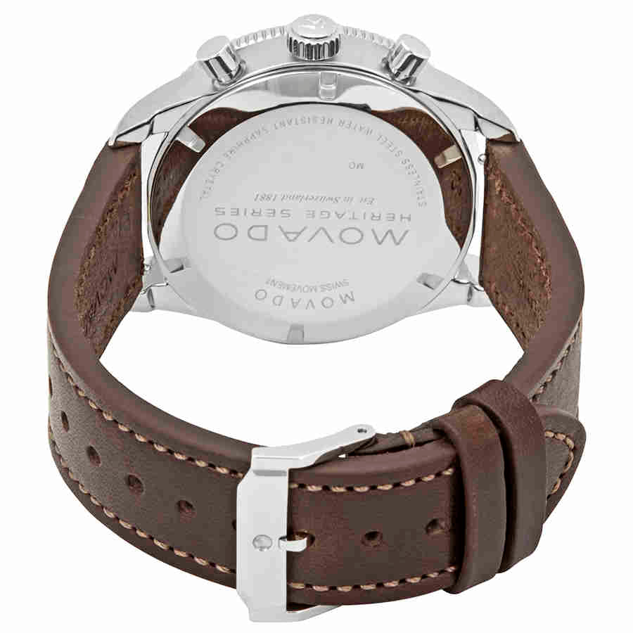  Shop Authentic Movado Heritage 29mm Chronograph Blue Dial Brown Leather Strap Watch For Men - 3650061 - Luxxuri