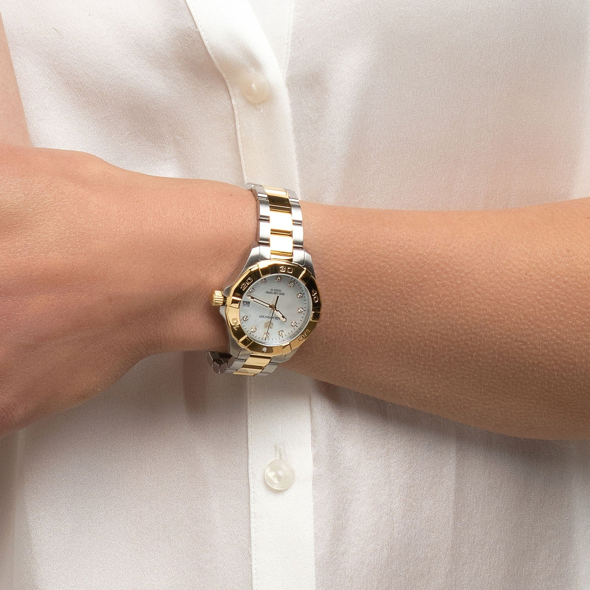  Shop Authentic Tag Heuer Aquaracer Mother of Pearl Dial Two Tone Steel Strap Watch for Women - WBD1320.BB0320 - Luxxuri