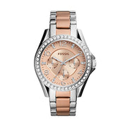  Shop Authentic Fossil Riley Multifunction Rose Gold Dial Two Tone Steel Strap Watch for Women - ES4145 - Luxxuri