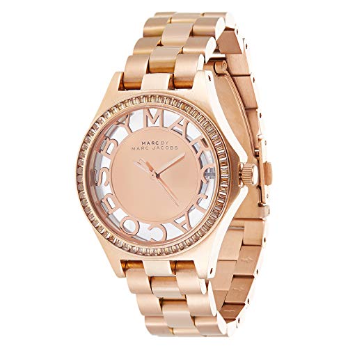  Shop Authentic Marc Jacobs Henry Transparent Rose Gold Dial Rose Gold Steel Strap Watch for Women - MBM3339 - Luxxuri