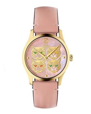  Shop Authentic Gucci G Timeless Quartz Mother of Pearl Dial Pink Leather Strap Watch For Women -  YA1264132 - Luxxuri