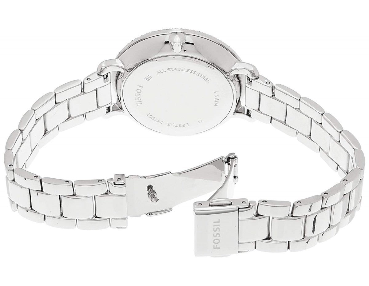  Shop Authentic Fossil Jacqueline Multi-Function Mother of Pearl Dial Silver Steel Strap Watch for Women - ES3755 - Luxxuri