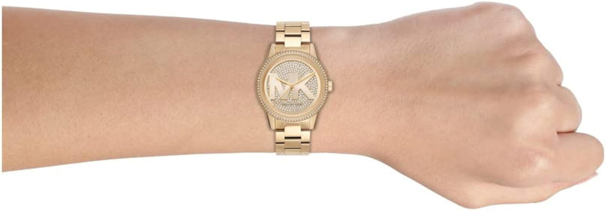  Shop Authentic Michael Kors Ritz Pave Crystals Gold Dial Gold Steel Strap Watch for Women - MK6862 - Luxxuri