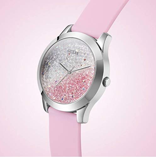  Shop Authentic Guess Crush Crystals Silver Dial Pink Rubber Strap Watch for Women - W1223L1 - Luxxuri