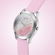  Shop Authentic Guess Crush Crystals Silver Dial Pink Rubber Strap Watch for Women - W1223L1 - Luxxuri