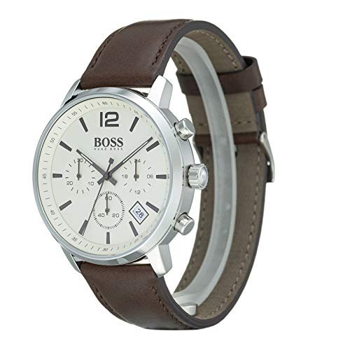  Shop Authentic Hugo Boss Attitude White Dial Brown Leather Strap Watch for Men - 1513609 - Luxxuri