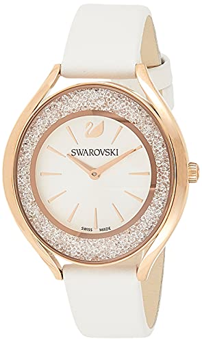  Shop Authentic Swarovski Crystalline Aura Silver Dial White Leather Strap Watch for Women - 5519453 - Luxxuri