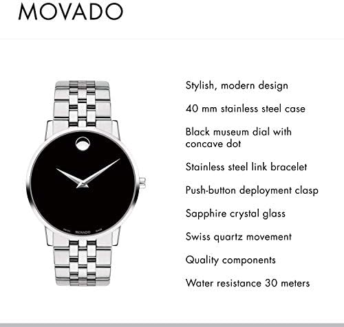  Shop Authentic Movado Museum Classic Black Dial Silver Steel Strap Watch for Men - 0607199 - Luxxuri