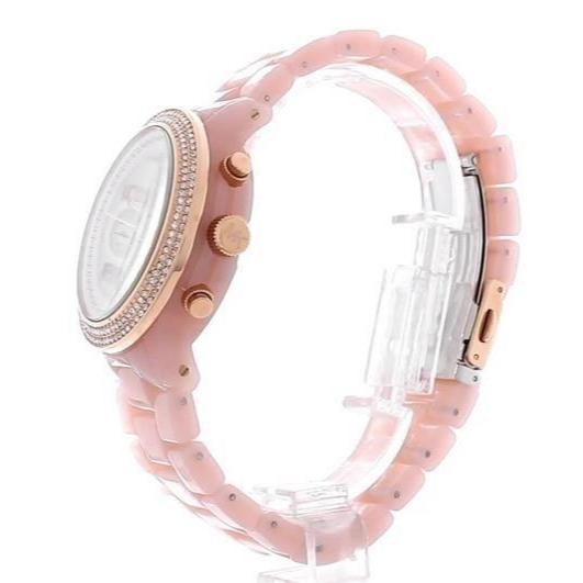  Shop Authentic Michael Kors Runway Chronograph White Dial Pink Steel Strap Watch for Women - MK7424 - Luxxuri