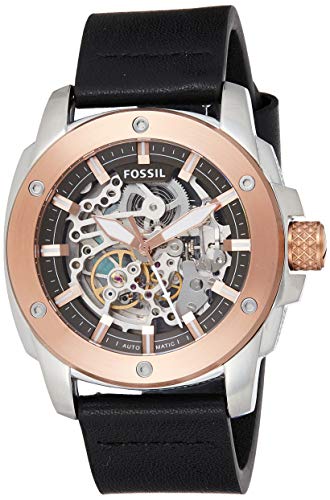 Shop Authentic Fossil Modern Machine Automatic Skeleton Dial Black Leather Strap Watch for Men - ME3082 - Luxxuri