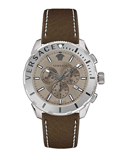  Shop Authentic Versace Casual Chronograph Grey Dial Brown Leather Strap Watch for Men - VERG001-18 - Luxxuri