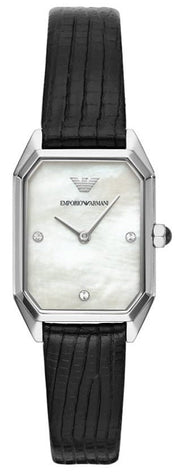  Shop Authentic Emporio Armani Gioia Analog Mother of Pearl Dial Black Leather Strap Watch For Women - AR11148 - Luxxuri