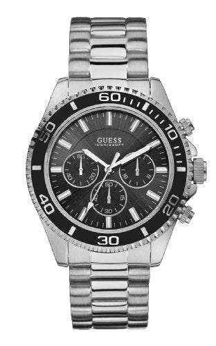  Shop Authentic Guess Chaser Chronograph Black Dial Silver Steel Strap Watch for Men - W0170G1 - Luxxuri