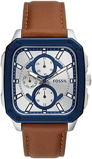  Shop Authentic Fossil Inscription Multifunction Silver Dial Brown Leather Strap Watch for Men - BQ2658 - Luxxuri