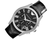  Shop Authentic Emporio Armani Valente Chronograph Black Dial Black Leather Strap Watch For Men - AR1633 - Luxxuri