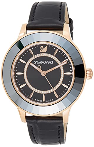  Shop Authentic Swarovski Octea Lux Black Dial Black Leather Strap Watch for Women - 5414410 - Luxxuri