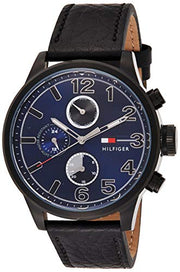  Shop Authentic Tommy Hilfiger Jackson Quartz Blue Dial Black Leather Strap Watch for Men - 1791241 - Luxxuri
