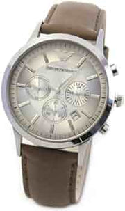  Shop Authentic Emporio Armani Classic Chronograph Silver Dial Brown Leather Strap Watch For Men - AR2471 - Luxxuri