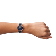  Shop Authentic Emporio Armani Gianni T-Bar Quartz Blue Dial Blue Leather Strap Watch for Women - AR11424 - Luxxuri