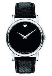  Shop Authentic Movado Museum Black Dial Black Leather Strap Watch For Men - 2100002 - Luxxuri